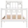 Bookcase Bed Without Mattress - White Solid Wood Pine 90x200 cm