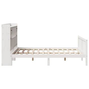 Bookcase Bed without Mattress - White Solid Pine 140x200 cm