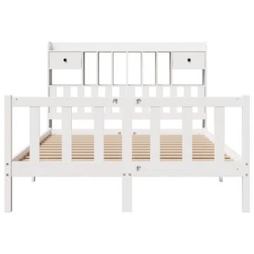 Bookcase Bed without Mattress White 150x200 cm King - Hipo Market