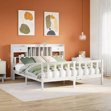 Bookcase Bed without Mattress - White 180x200 cm Super King