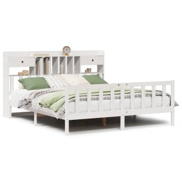 Bookcase Bed without Mattress - White 180x200 cm Super King