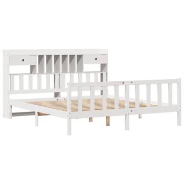 Bookcase Bed without Mattress - White 180x200 cm Super King