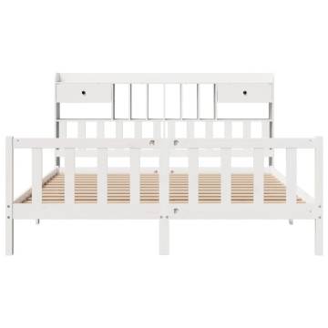 Bookcase Bed without Mattress - White 180x200 cm Super King