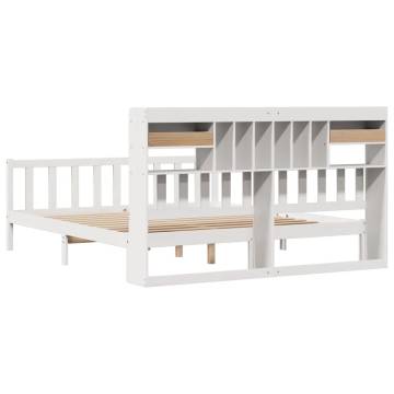 Bookcase Bed without Mattress - White 180x200 cm Super King