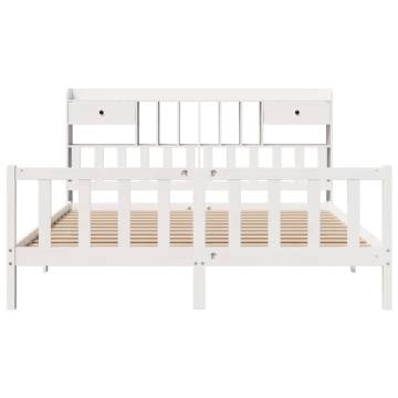 Bookcase Bed without Mattress - Solid Pine 200x200 cm White