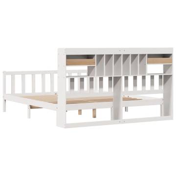 Bookcase Bed without Mattress - Solid Pine 200x200 cm White