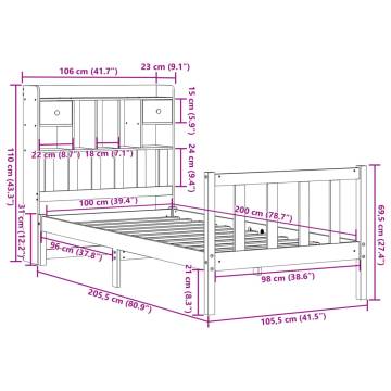 Bookcase Bed without Mattress - Wax Brown 100x200 cm | Hipo Market