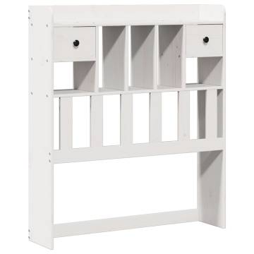 Bookcase Bed without Mattress - Solid Pine, White 90x190 cm