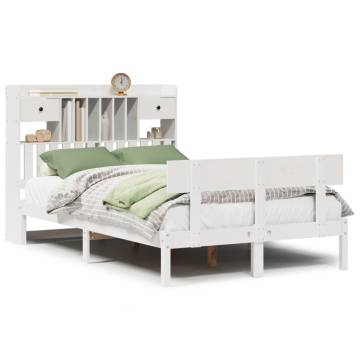 Bookcase Bed without Mattress - Solid Pine White 120x190 cm