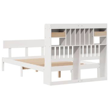 Bookcase Bed without Mattress - Solid Pine White 120x190 cm