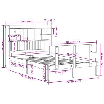 Bookcase Bed without Mattress - Solid Pine White 120x190 cm