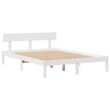 Bookcase Bed without Mattress - White Solid Wood Pine 140x200 cm