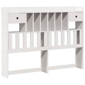 Bookcase Bed without Mattress - White Solid Wood Pine 140x200 cm