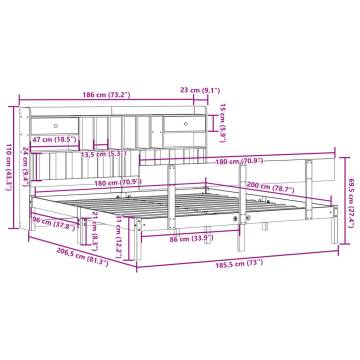 Super King Bookcase Bed 180x200 cm - Solid Pine Wood | Hipo Market