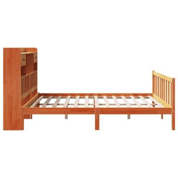 Bookcase Bed in Wax Brown - Solid Pine, 200x200 cm | HipoMarket