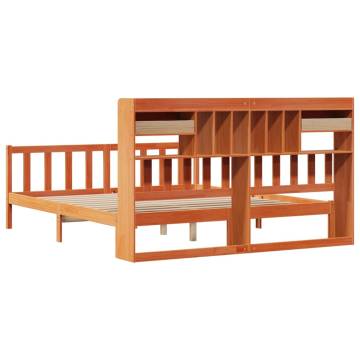 Bookcase Bed in Wax Brown - Solid Pine, 200x200 cm | HipoMarket