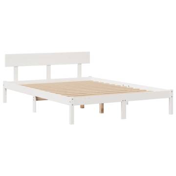 Bookcase Bed without Mattress - White King Solid Wood Pine 150x200 cm