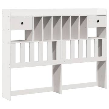 Bookcase Bed without Mattress - White King Solid Wood Pine 150x200 cm