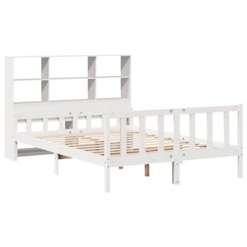 Bookcase Bed without Mattress - White Solid Pine 160x200 cm