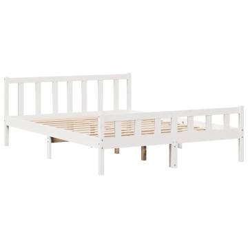 Bookcase Bed without Mattress - White Solid Pine 160x200 cm