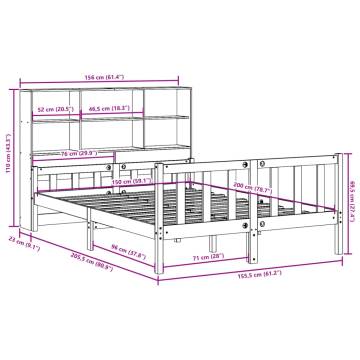 Bookcase Bed without Mattress - White Solid Pine 160x200 cm