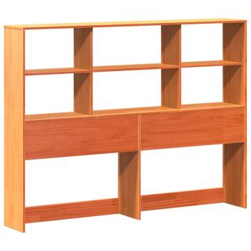 Bookcase Bed King Solid Wood Wax Brown 150x200 cm - Hipo Market