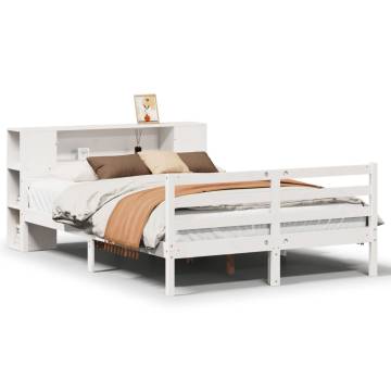 Bookcase Bed Without Mattress - White Solid Pine 140x190 cm