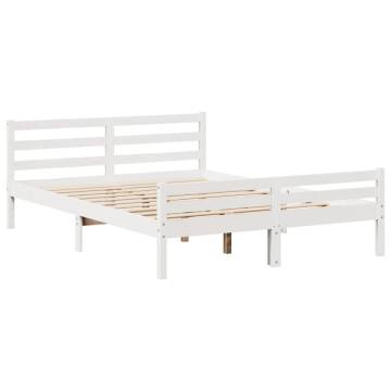 Bookcase Bed Without Mattress - White Solid Pine 140x190 cm