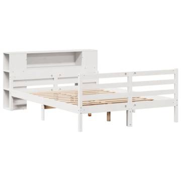 Bookcase Bed White 120x200 cm - Solid Pine Wood | HipoMarket