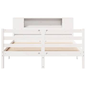 Bookcase Bed White 120x200 cm - Solid Pine Wood | HipoMarket