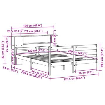 Bookcase Bed White 120x200 cm - Solid Pine Wood | HipoMarket