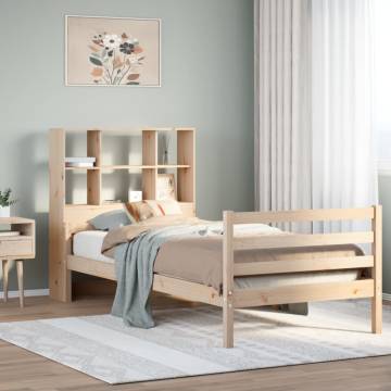 Bookcase Bed Without Mattress 90x190 cm - Solid Pinewood