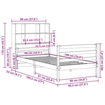 Bookcase Bed Without Mattress 90x190 cm - Solid Pinewood