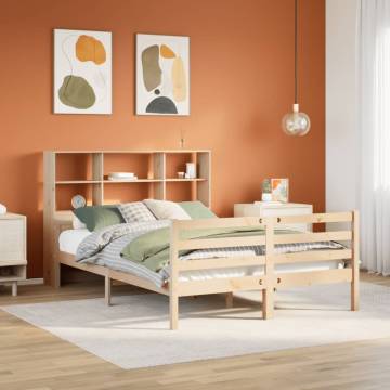 Bookcase Bed 140x200 cm - Solid Pine Wood - HipoMarket UK