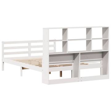 Bookcase Bed without Mattress White 150x200 cm King Solid Wood