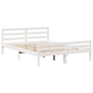 Bookcase Bed without Mattress White 150x200 cm King Solid Wood