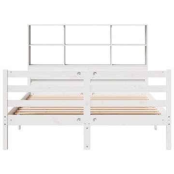 Bookcase Bed without Mattress - White Solid Pine 160x200 cm