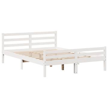 Bookcase Bed without Mattress - White Solid Pine 160x200 cm