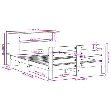 White Bed Frame 140x200 cm Solid Pine - No Mattress Included