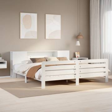 White Bed Frame 200x200 cm - Solid Pinewood | HipoMarket UK