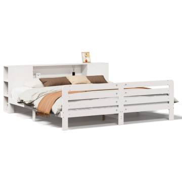 White Bed Frame 200x200 cm - Solid Pinewood | HipoMarket UK