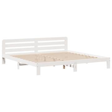 White Bed Frame 200x200 cm - Solid Pinewood | HipoMarket UK