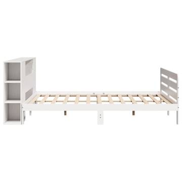 White Bed Frame 200x200 cm - Solid Pinewood | HipoMarket UK