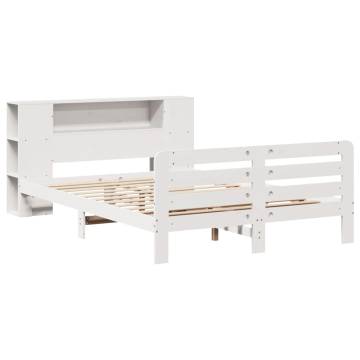 White Bed Frame 140x190 cm - Solid Pine Wood for Your Bedroom