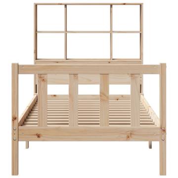 Bookcase Bed 75x190 cm Small Single Solid Wood Pine - HipoMarket