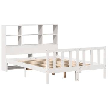 Bookcase Bed White 140x190 cm - Solid Pine | Hipomarket