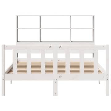 Bookcase Bed White 140x190 cm - Solid Pine | Hipomarket