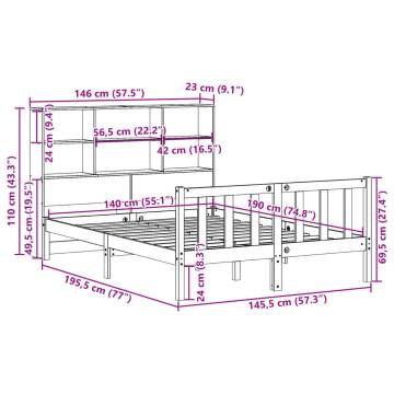 Bookcase Bed White 140x190 cm - Solid Pine | Hipomarket