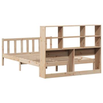 Bookcase Bed 140x200 cm - Solid Pine Wood Frame | HipoMarket