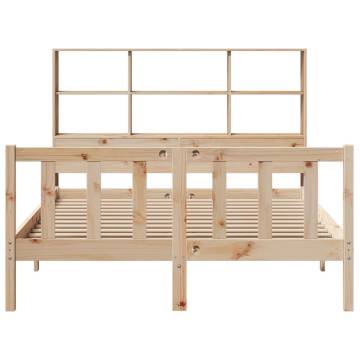 Bookcase Bed King Size 150x200 cm - Solid Pinewood Frame